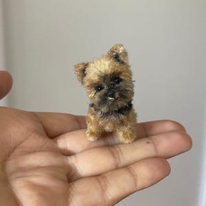 Miniature dog York realistic animal Yorkie OOAK sculpture cairn Yorkshire terrier Blythe doll pet friend dollhouse handmade small pocket toy