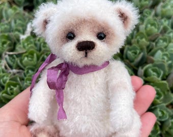 Amigurumi Artist Teddy bear OOAK cute white bear cub