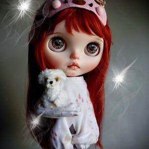 Miniature realistic maltese dog ooak tiny white puppy 1 to 6 scale Blythe friend dollhouse miniatures collectible toy image 4