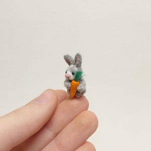 Cute miniature bunny Teddy Ooak small pocket toy mini rabbit tiny dollhouse decor Blythe ob11 doll pet friend bgd doll animal gift for her
