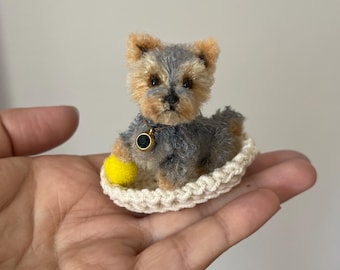 Dollhouse dog decor miniature animal friend Yorkie puppy cute mini Yorkshire terrier York portrait pet for Blythe doll Qbaby BJD companion