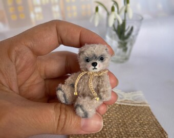 Miniature bear artist Teddy bear OOAK 4.5 cm cute little soft plushie bear cub Blythe doll pet Collectible toy exclusive gift small toy