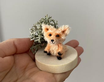 Miniature fox Teddy toy doll OOAK 3.5 cm cute little soft plushie bear cub Blythe pet friend Collectible toy exclusive gift small toy