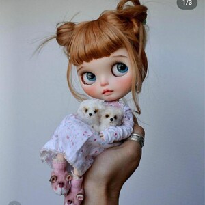 Miniature realistic maltese dog ooak tiny white puppy 1 to 6 scale Blythe friend dollhouse miniatures collectible toy image 6