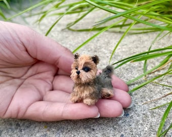 Miniature realistic Yorkie OOAK Yorkshire terrier dog 1 to 6 scale doll pet friend dollhouse miniature handmade mini pocket Teddy toy