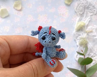 Micro crochet dragon tiny Amigurumi fantasy dragon dollhouse decor pet doll collectible figurine