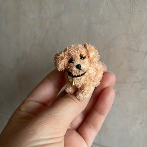 Miniature maltipoo dog stuffed animal mini soft toy ooak dog tiny puppy Blythe doll pet friend dollhouse decor miniature 1 to 12 scale