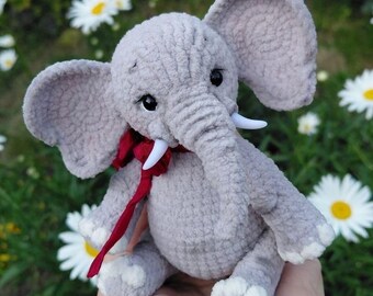 Amigurumi elephant Artist Teddy elephant OOAK cute elephant cub crochet gift present