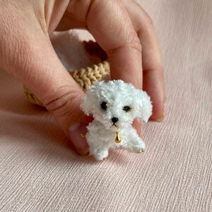 Miniature realistic maltese dog ooak tiny white puppy 1 to 6 scale Blythe friend dollhouse miniatures collectible toy image 9