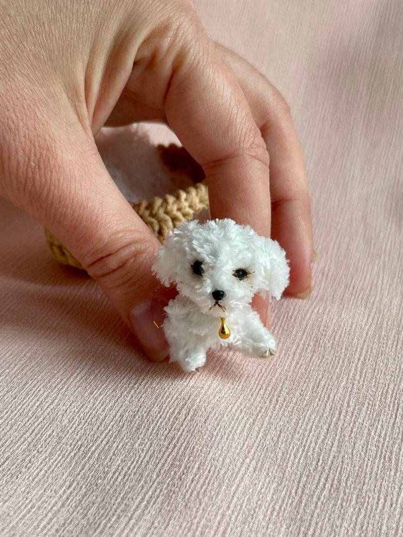 Miniature realistic maltese dog ooak tiny white puppy 1 to 6 scale Blythe friend dollhouse miniatures collectible toy image 9