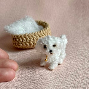 Miniature realistic maltese dog ooak tiny white puppy 1 to 6 scale Blythe friend dollhouse miniatures collectible toy image 8
