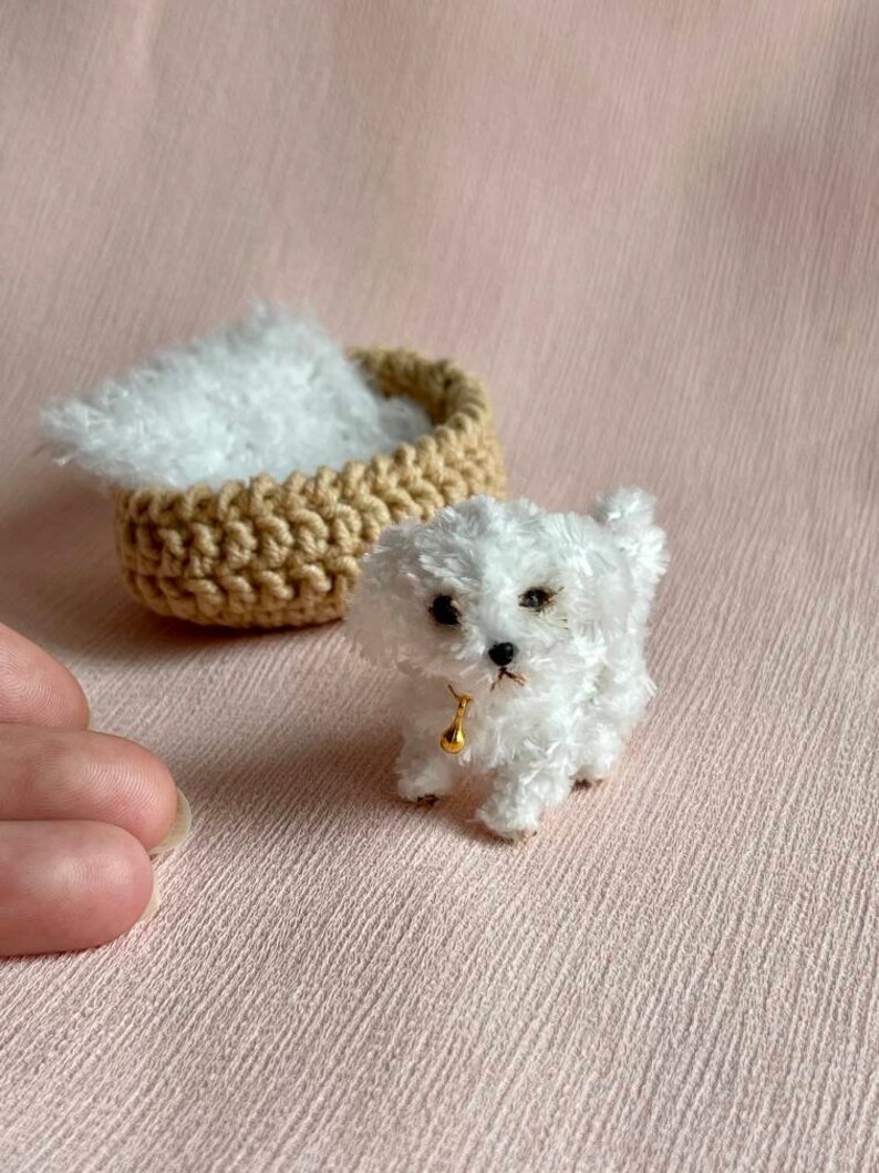 Miniature realistic maltese dog ooak tiny white puppy 1 to 6 scale Blythe friend dollhouse miniatures collectible toy image 8