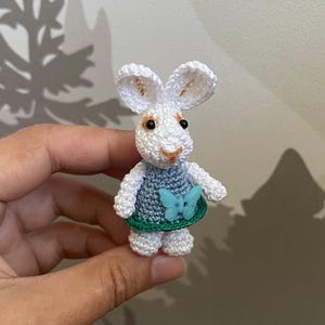 Miniature bunny Crocheted bunny White bunny toy amigurumi bunny handmade bunny rabbit toy Blythe doll pet friend little bunny memory gift