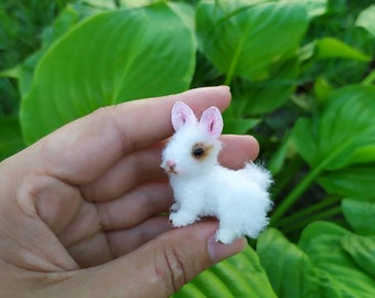 Miniature realistic Teddy bunny rabbit minitoy pet for doll Blythe friend custom doll 1 to 6 scale dollhouse miniatures collectible toy