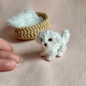 Miniature realistic maltese dog ooak tiny white puppy 1 to 6 scale Blythe friend dollhouse miniatures collectible toy image 7