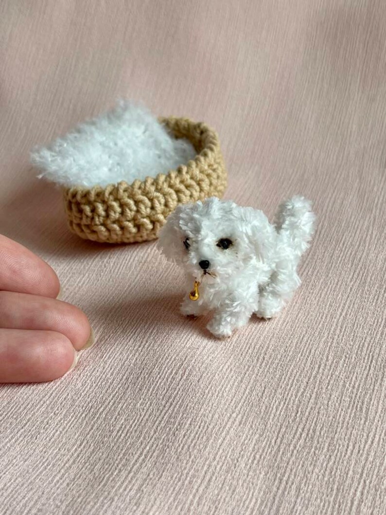 Miniature realistic maltese dog ooak tiny white puppy 1 to 6 scale Blythe friend dollhouse miniatures collectible toy image 7