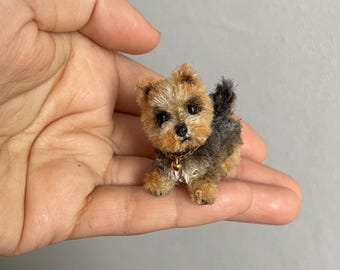 Miniature York realistic Yorkie puppy dollhouse companion OOAK mini dog sculpture terrier Blythe doll pet dog lover adorable handmade gift