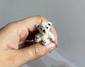 Miniature bear artist tiny Teddy bear 1 inch OOAK cute little soft plushie bear cub Blythe doll pet friend Collectible toy exclusive gift