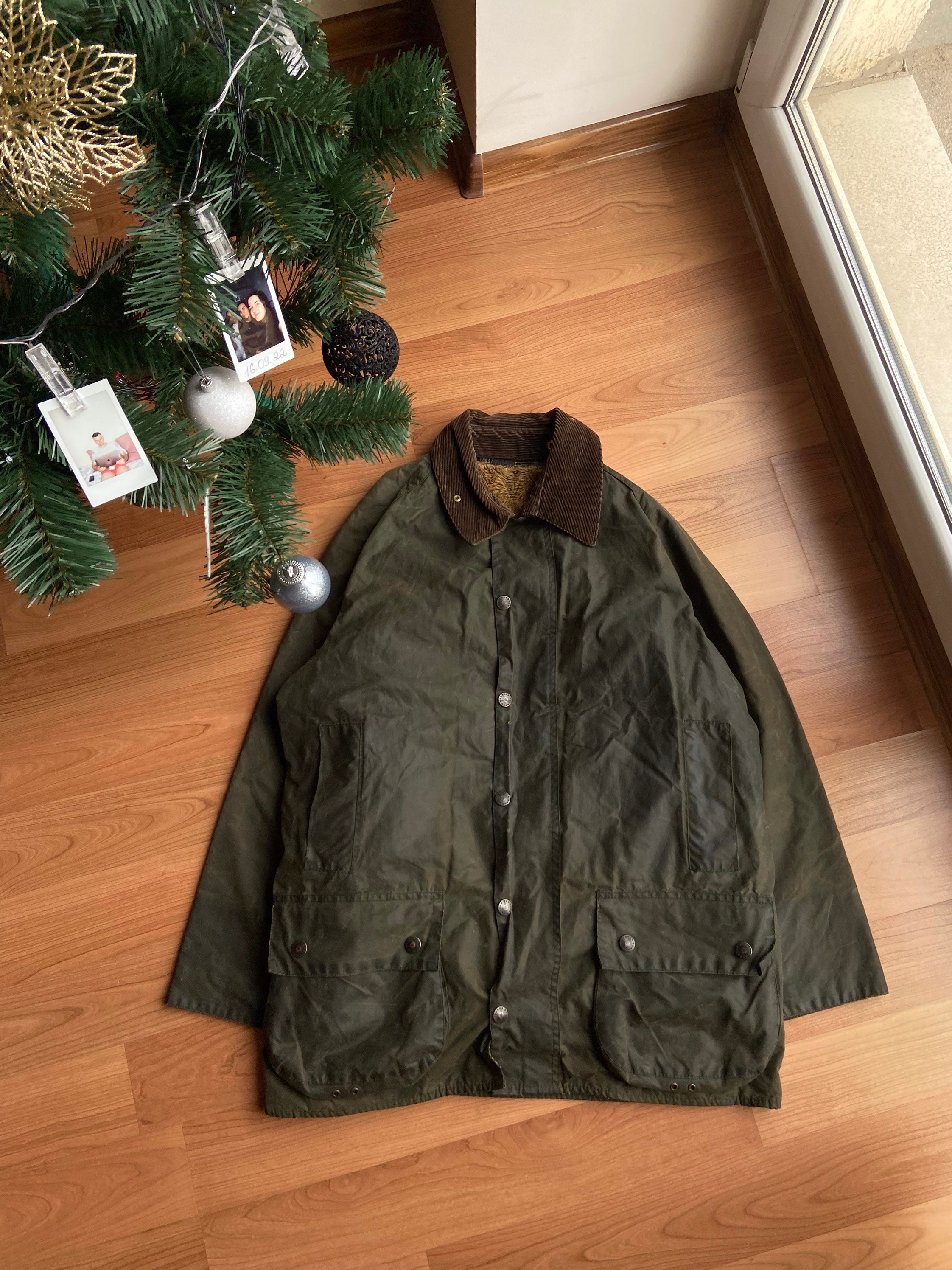 ゴッホ 星月夜 希少 Barbour バーナード オイルドジャケット カーキ XL