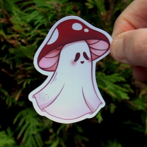 Sticker Champignon fantôme︱6,7 cm Sticker fait main︱Champignon︱Toadstool Journal + Scrapbooking