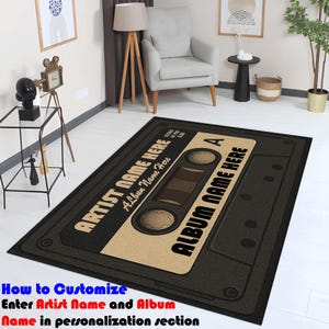 Personalized Cassette Tape Rug: 90s Music Mix, Nostalgic Home Decor