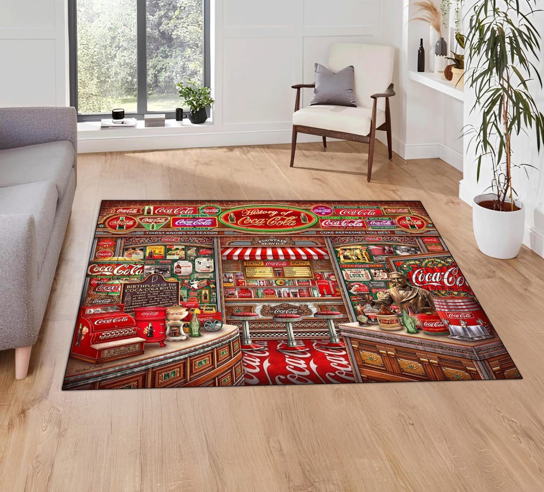 Retro Coca-cola Rug: Non-slip Microfiber Polyester Decor,red Coke Rug ...