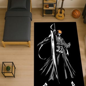 Bleach Anime Rug – Ichigo Kurosaki Room Carpet, Japanese Samurai Sword Art Mat