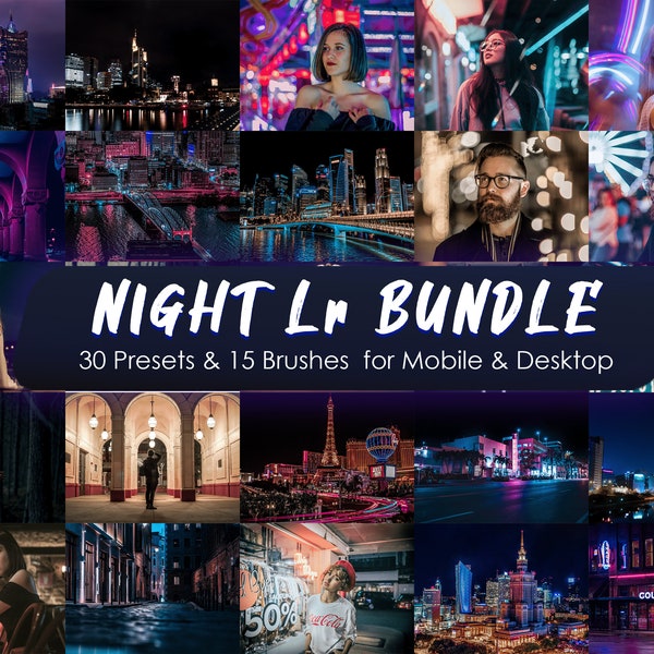 30 NIGHT Lightroom Mobile Presets & Desktop Presets | Cinematic Night Presets, City Night Presets, Night Portrait Presets, Urban Presets