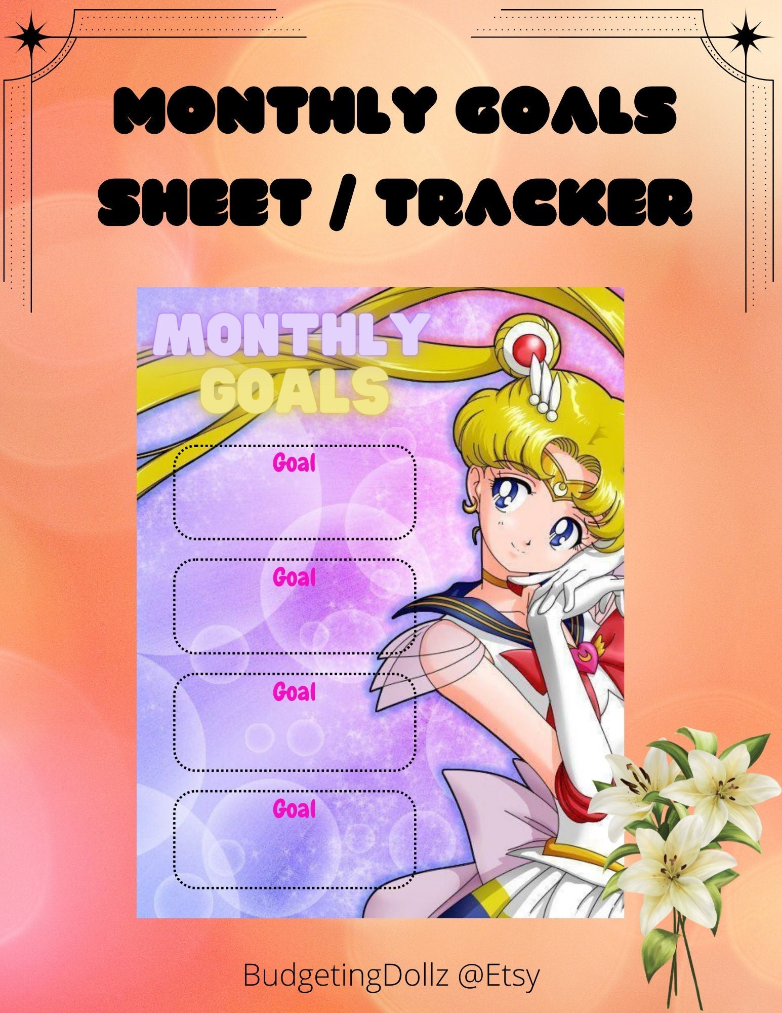 Monthly Goals Sheet Letter Size 8.5 X 11 in Printable Digital Download ...