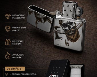 Personalisiertes Original Zippo Feuerzeug mit Gravur | Stahl gebürstet | Hochglanz | Name, Datum, Logo oder Wunschmotiv|optional Gaseinsatz