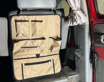 Organizador trasero para asiento de pasajero compatible con T3/T25 - Almacenamiento para autocaravanas (ajuste universal)