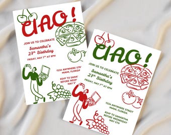 Ciao Italian Dinner Party Invitation – Customizable Birthday Template (Canva)