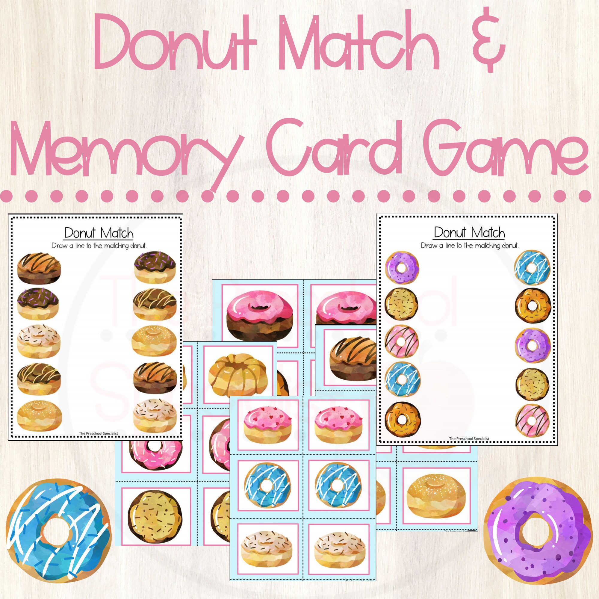 Donut Match Memory Game Busy Book Activities Preschool Etsy Italia