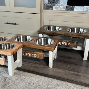 Elevated Dog Bowl Feeder - Dog Bowl Stand - Dog Feeding Station - Raised Dog Bowl - Personalized Dog Bowl - Farmhouse Dog Bowl Feeder