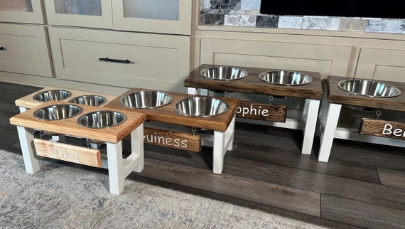 Elevated Dog Bowl Feeder - Dog Bowl Stand - Dog Feeding Station - Raised Dog Bowl - Personalized Dog Bowl - Farmhouse Dog Bowl Feeder