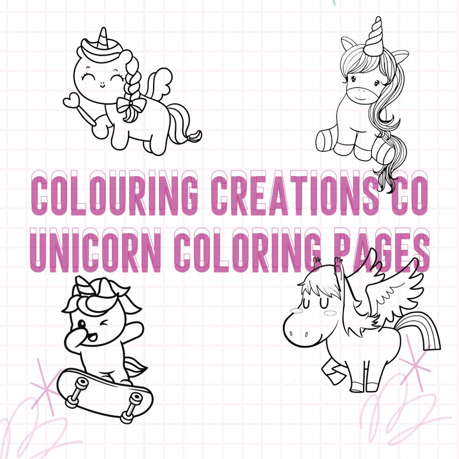 Unicorn Coloring Pages for Kids Etsy