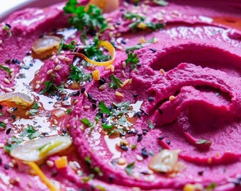 Beetroot Hummus Recipe PDF (Cups + Grams) | Printable | Ultra-Creamy | Instant Download
