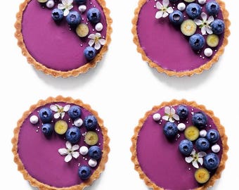 Biscuit Tartlets with Blueberry Cream Recipe PDF (Cups + Grams) | Printable | No-Bake Tartlets | Instant Download