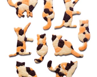 Calico Cats Butter Cookies Recipe PDF (Cups + Grams) | Printable | Tri‑Color Dough, Cut‑Outs | Instant Download