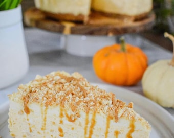 Pumpkin Cheesecake Recipe PDF (Cups + Grams) | Printable | Biscuit Base + Vanilla Pudding Top | Instant Download