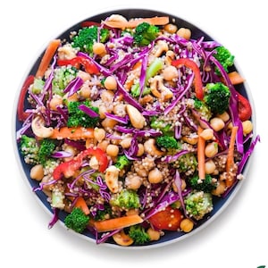 Quinoa & Chickpea Salad with Peanut Dressing Recipe PDF (Cups + Grams) | Printable | Colorful Meal‑Prep | Instant Download