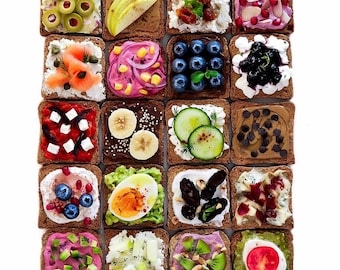 Colorful Bites Recipe PDF (Cups + Grams) | Printable | 20 Rye Crispbread Topping Ideas | Instant Download