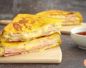 Monte Cristo Sandwich Recipe PDF (Cups + Grams) | Printable | Ham, Cheese, Egg‑Dipped | Instant Download