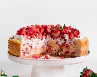 Strawberry Cheesecake Recipe PDF (Cups + Grams) | Printable | Creamy Filling, Biscuit Base | Instant Download