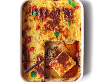 Greek Moussaka Recipe PDF (Cups + Grams) | Printable | Layered Veg, Meat & Béchamel | Instant Download