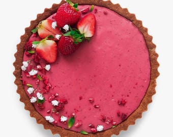 Strawberries & Cream Tart Recipe PDF (Cups + Grams) | Printable | Creamy Filling + Fresh Berries | Instant Download