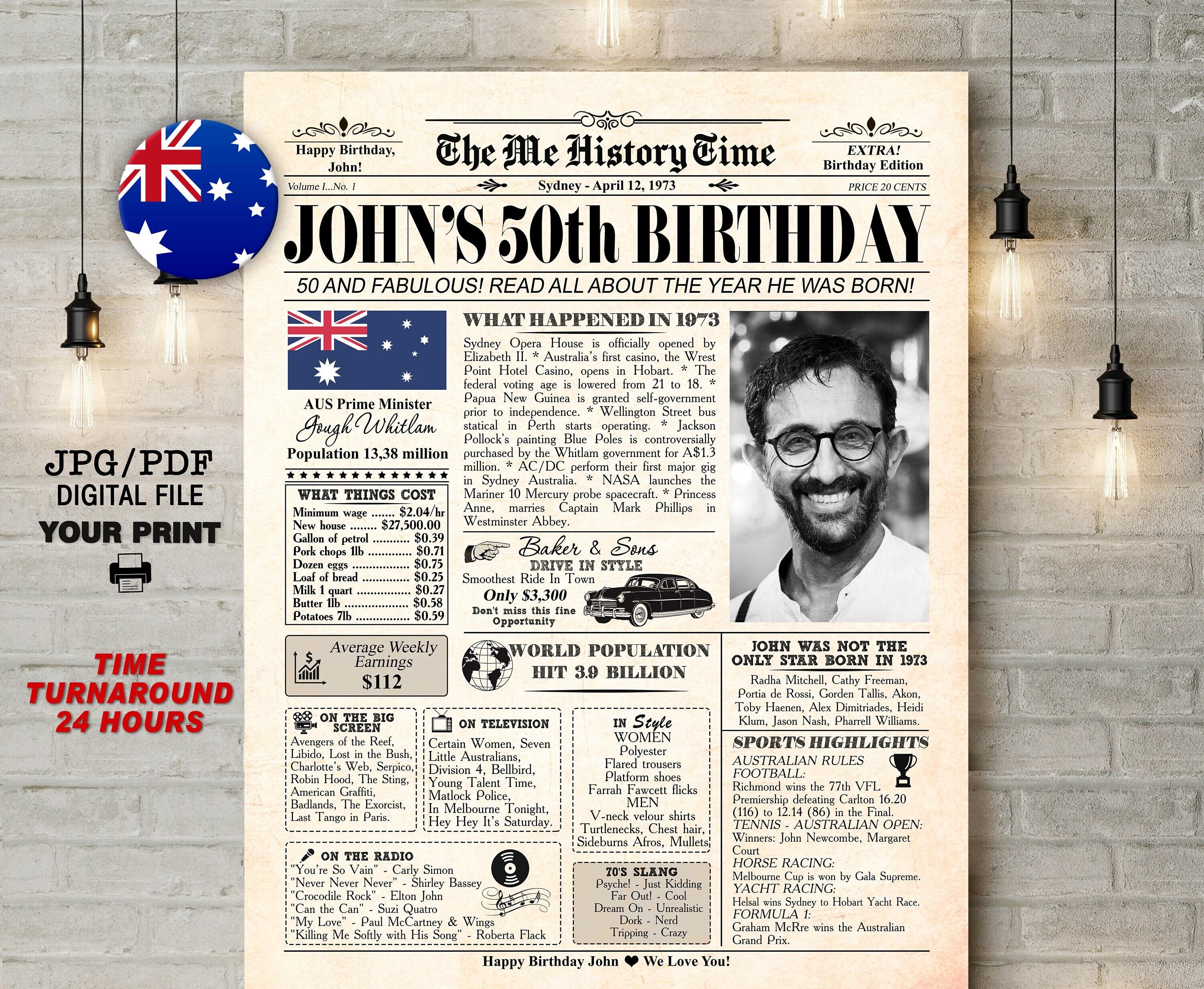 50 Years Ago Birthday Poster 1973 What Happened Back in 1973 - Etsy UK