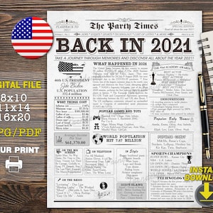 Em 2021, curiosidades jornalísticas de 2021, lembrança de aniversário, cápsula do tempo do ano de 2021, pôster de 2021, placa de jornal de aniversário
