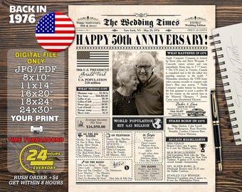 50th Anniversary Newspaper Poster, 1976 Gift (Digital Download)
