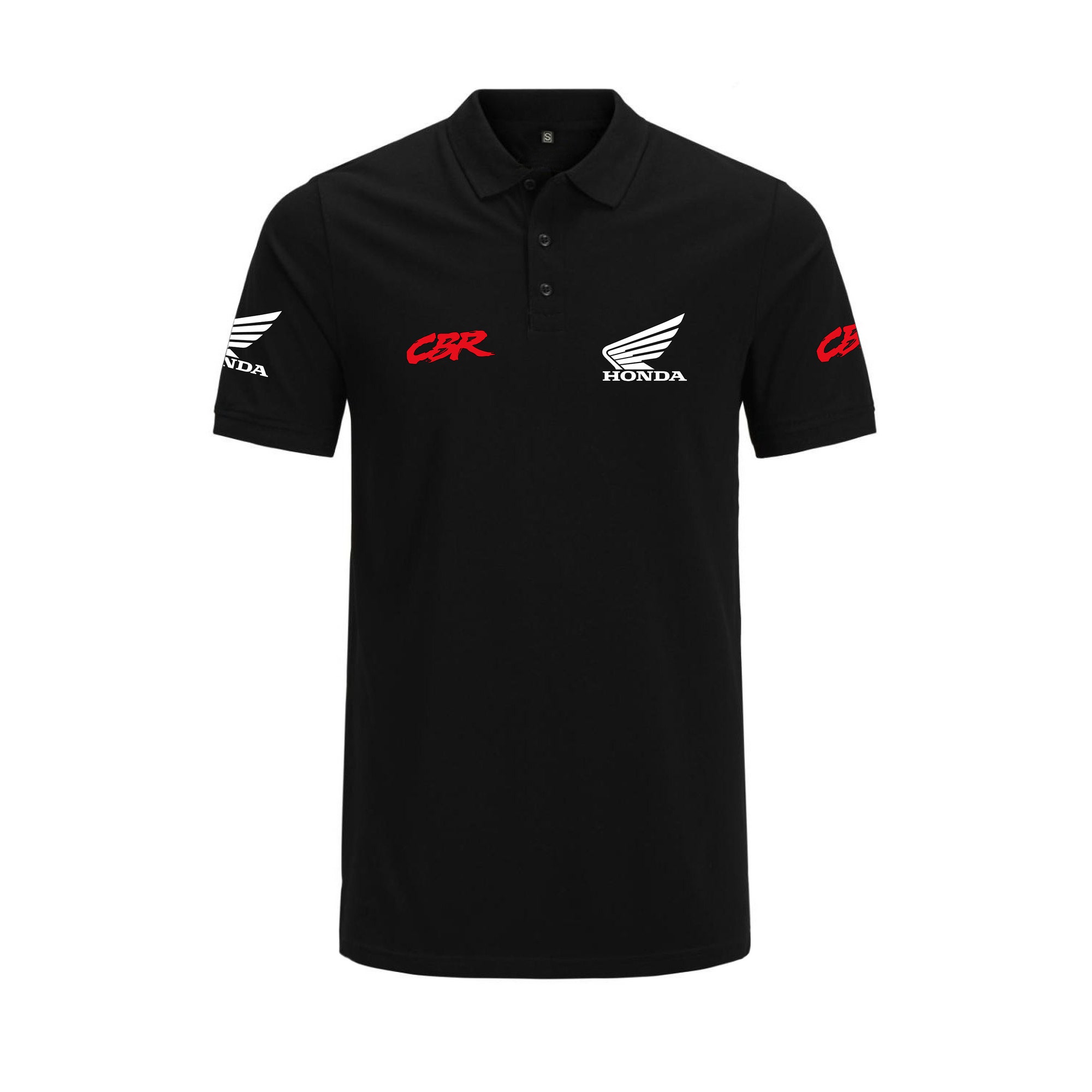 Short Sleeve Black Honda CBR Racing Printed Tshirt / Honda CBR Racing Polo Neck Tshirt